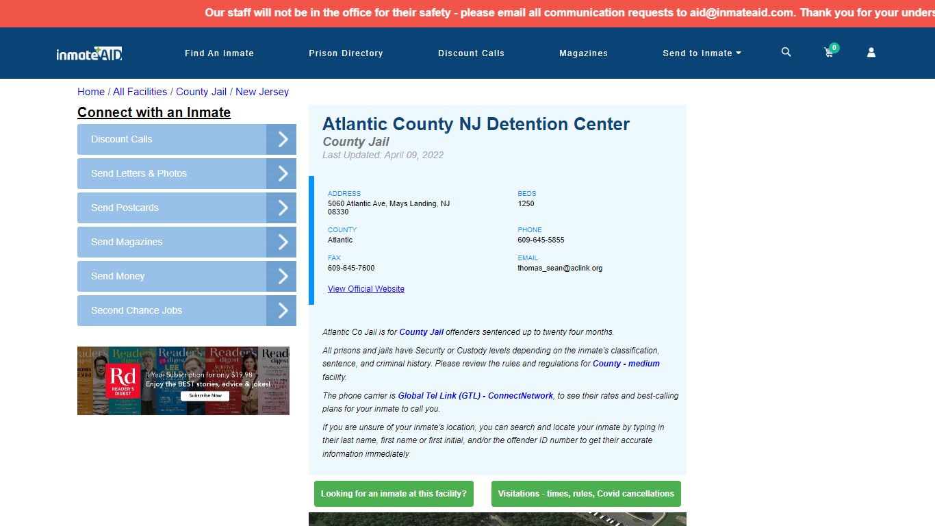 Atlantic County NJ Detention Center - Inmate Locator ...